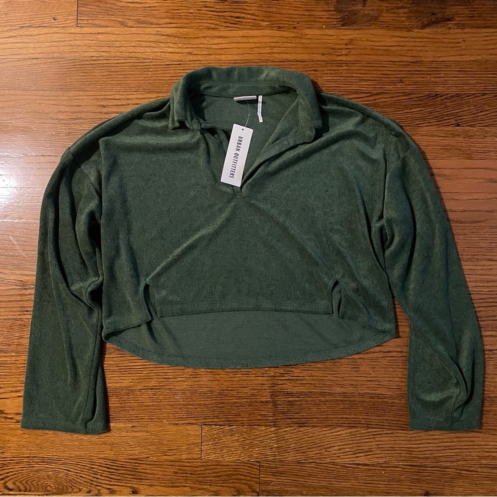 NWT Urban Outfitters out from under Green Terrycloth Long Sleeve Crop Top
